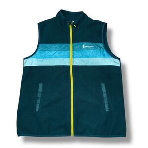Cotopaxi Fleece Vest Teal Blue Stripe Full‎ Zip Pockets Men's 2X